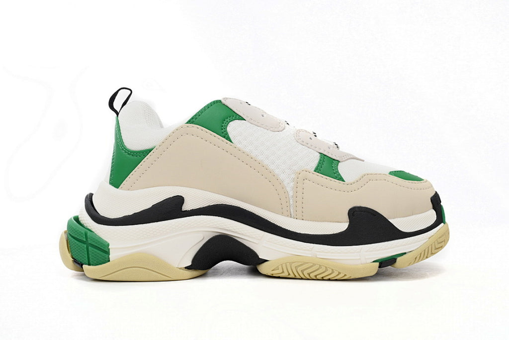 Balenciaga Triple S Sneaker White Green Beige Chunky Dad Shoes For Men Women