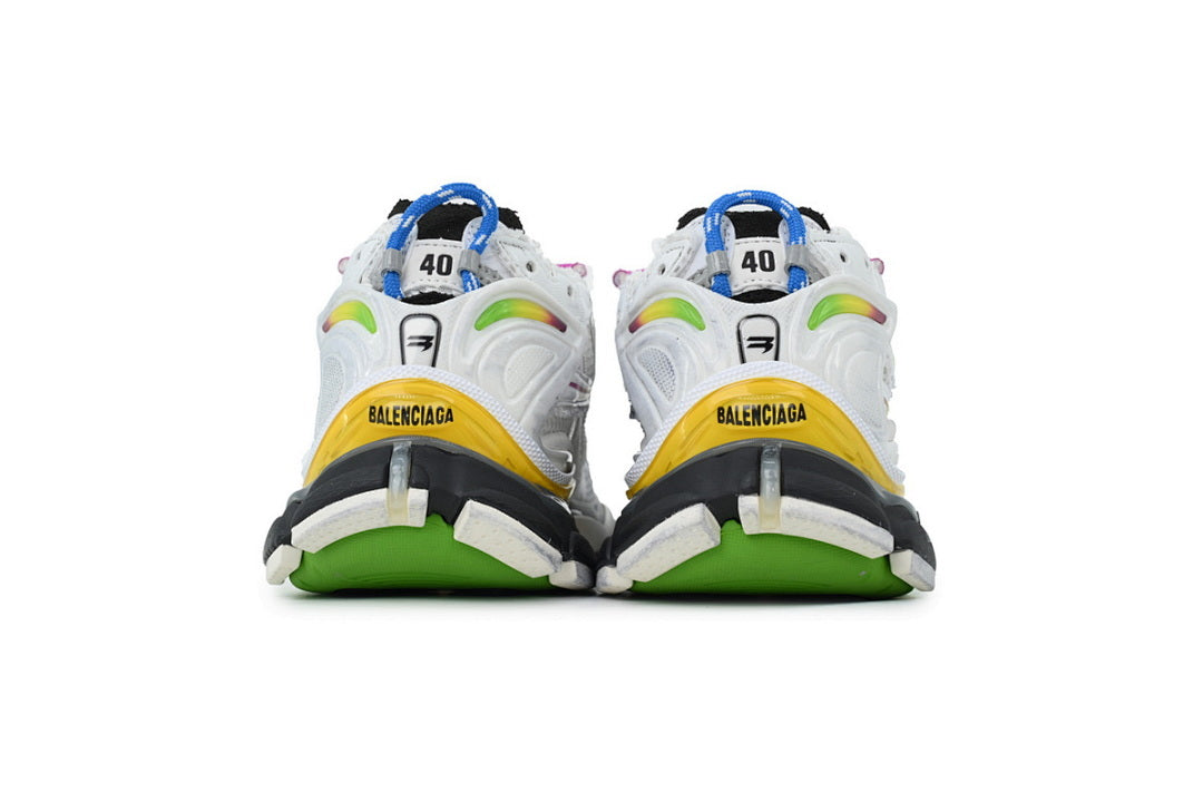 Balenciaga Runner Sneaker White Multi-Color Gradient Mesh Chunky Running Shoes