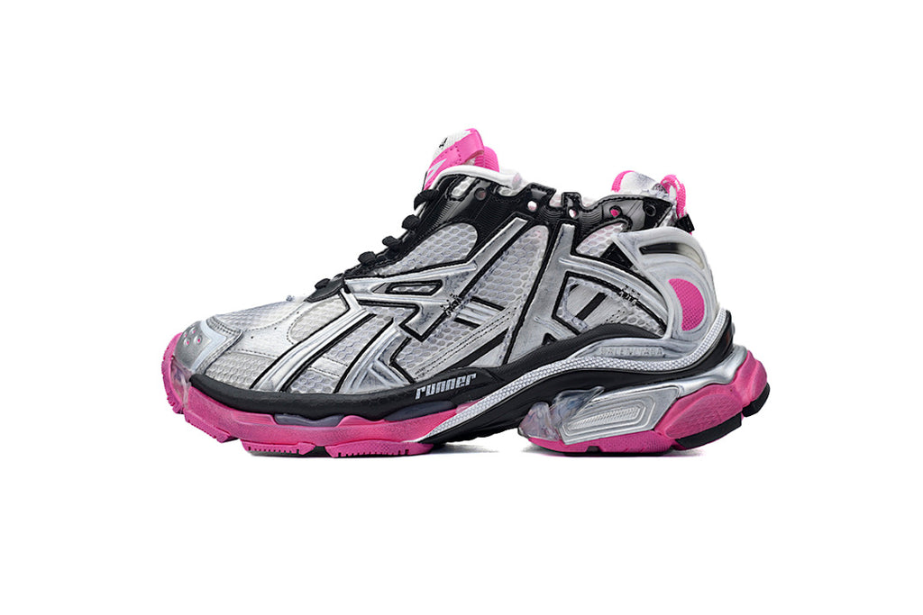 Balenciaga Runner Sneakers Silver Hot Pink