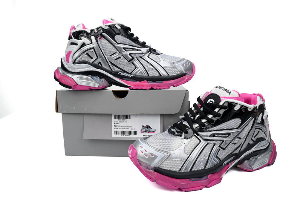 Balenciaga Runner Sneakers Silver Hot Pink