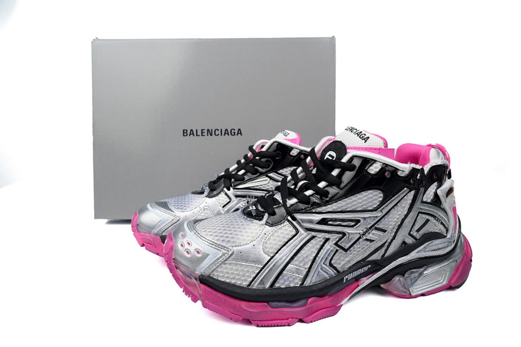 Balenciaga Runner Sneakers Silver Hot Pink