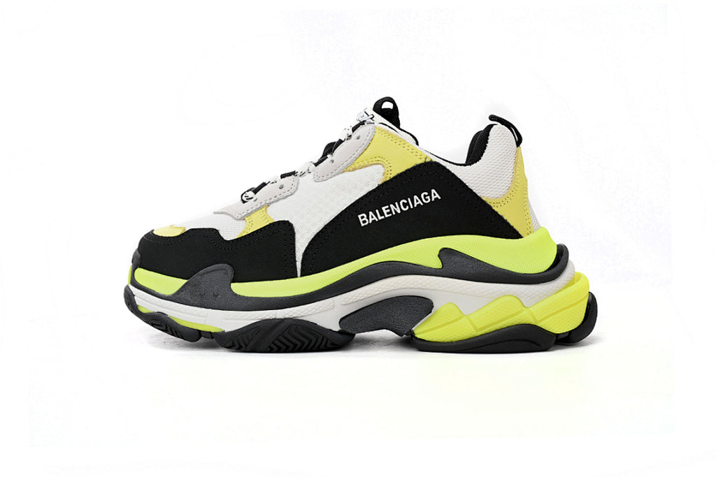 Balenciaga Triple S Sneaker White Black Neon Yellow Chunky Dad Shoes For Men Women