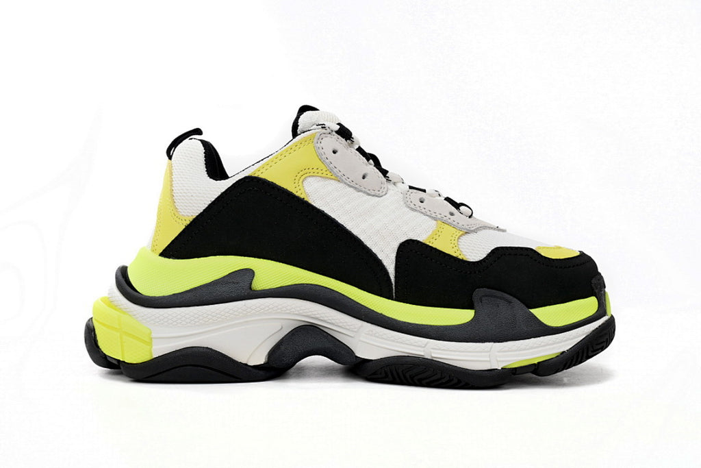 Balenciaga Triple S Sneaker White Black Neon Yellow Chunky Dad Shoes For Men Women