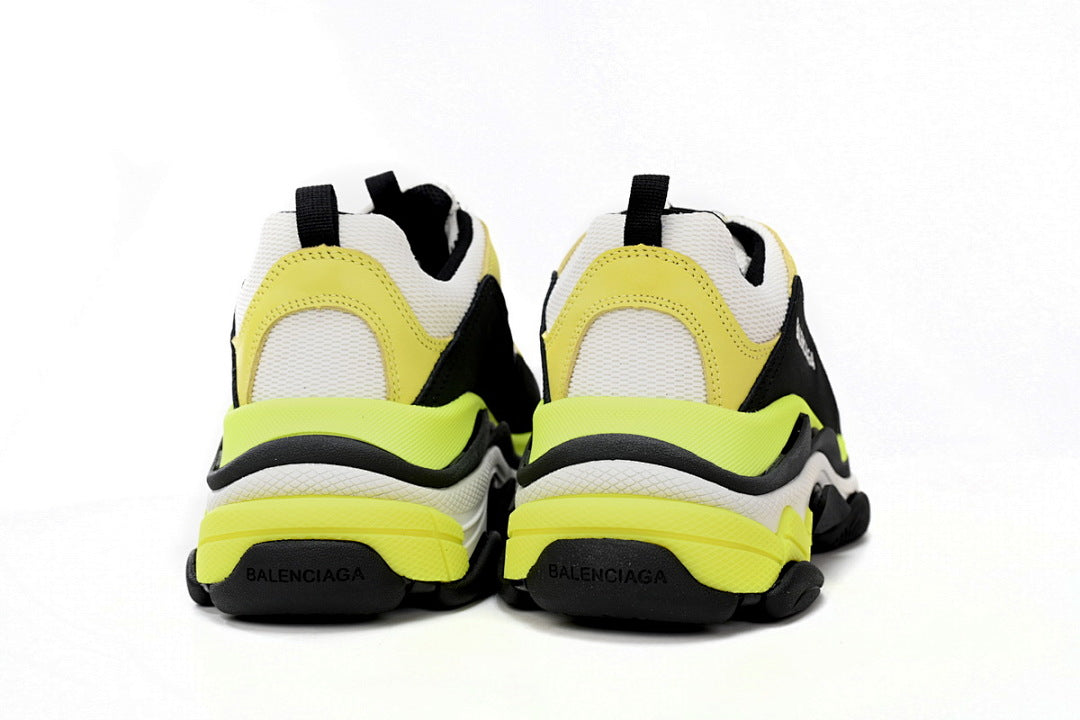 Balenciaga Triple S Sneaker White Black Neon Yellow Chunky Dad Shoes For Men Women