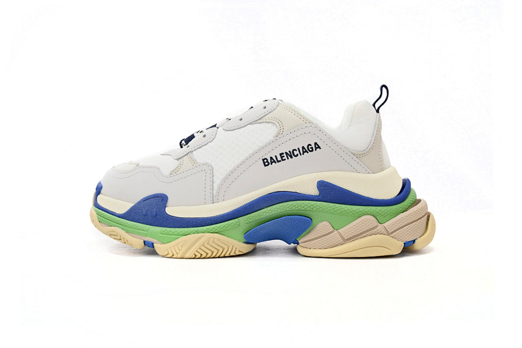 Balenciaga Triple S Sneaker White Grey Blue Green Multi Color Chunky Dad Shoes For Men Women