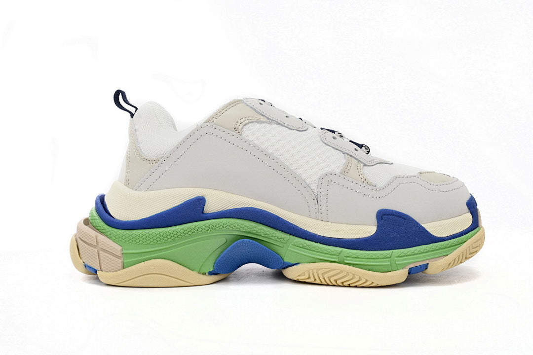 Balenciaga Triple S Sneaker White Grey Blue Green Multi Color Chunky Dad Shoes For Men Women