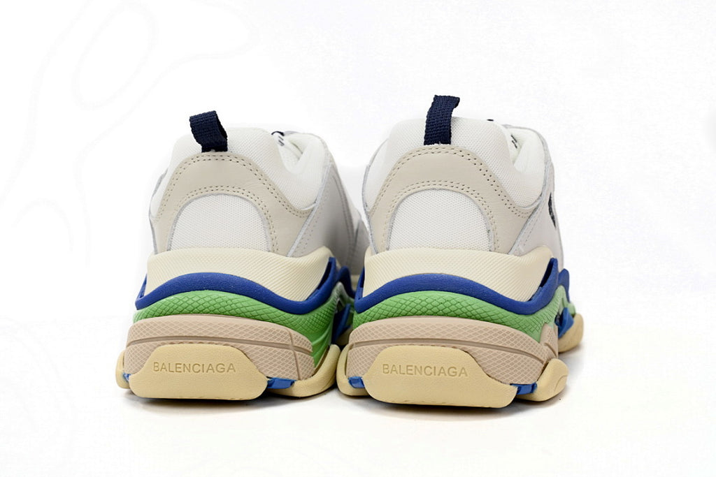 Balenciaga Triple S Sneaker White Grey Blue Green Multi Color Chunky Dad Shoes For Men Women