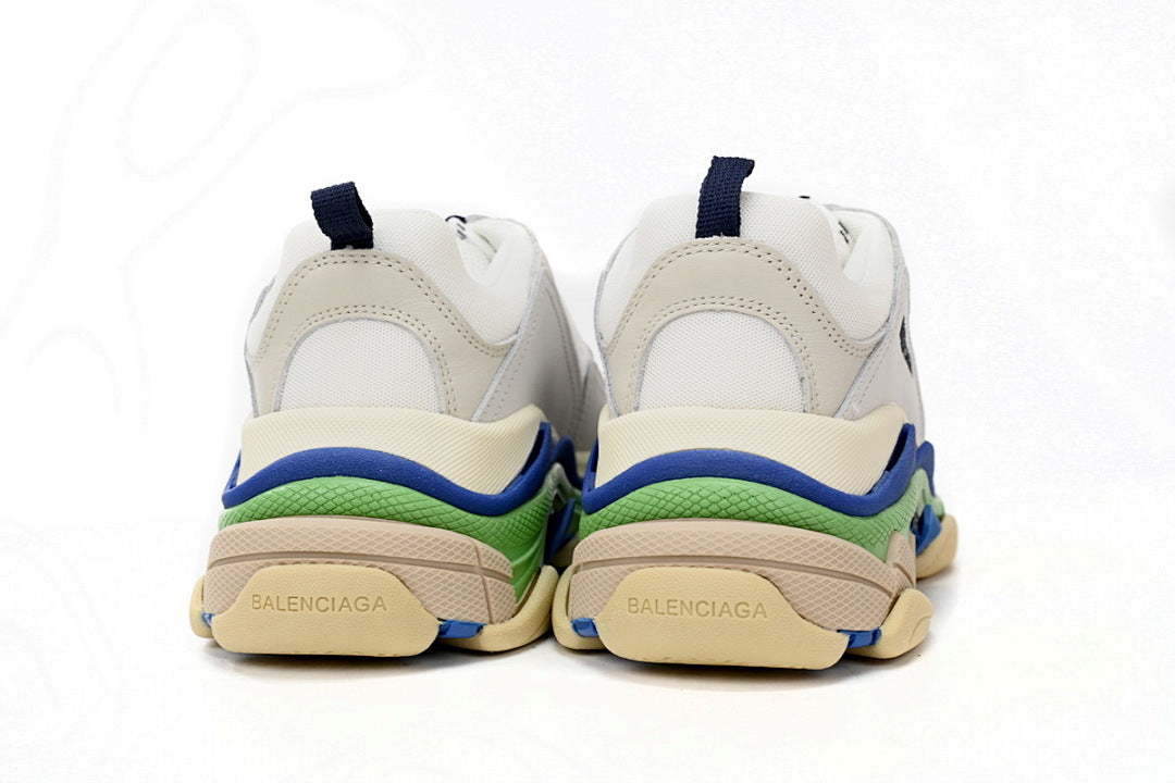 Balenciaga Triple S Sneaker White Grey Blue Green Multi Color Chunky Dad Shoes For Men Women