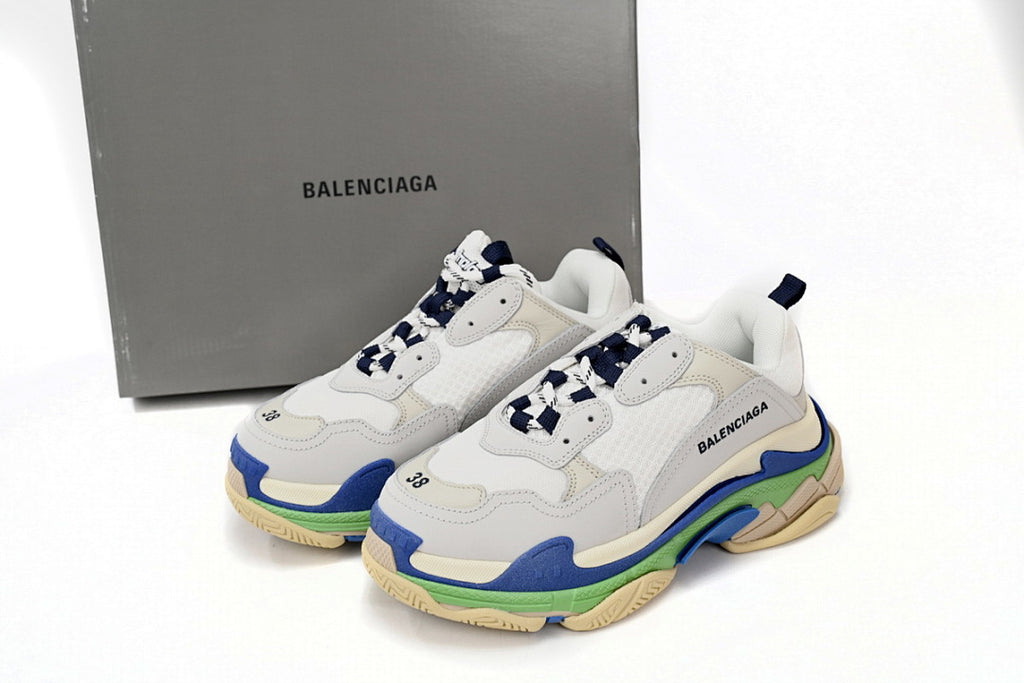 Balenciaga Triple S Sneaker White Grey Blue Green Multi Color Chunky Dad Shoes For Men Women