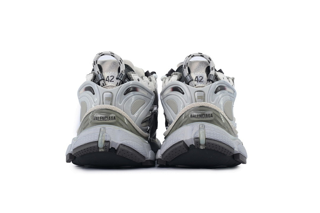 Balenciaga Runner Sneaker White Grey Taupe Mesh Chunky Running Shoes