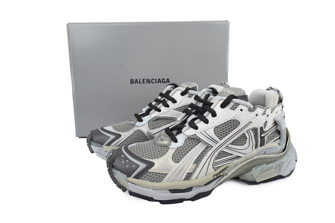 Balenciaga Runner Sneaker White Grey Taupe Mesh Chunky Running Shoes