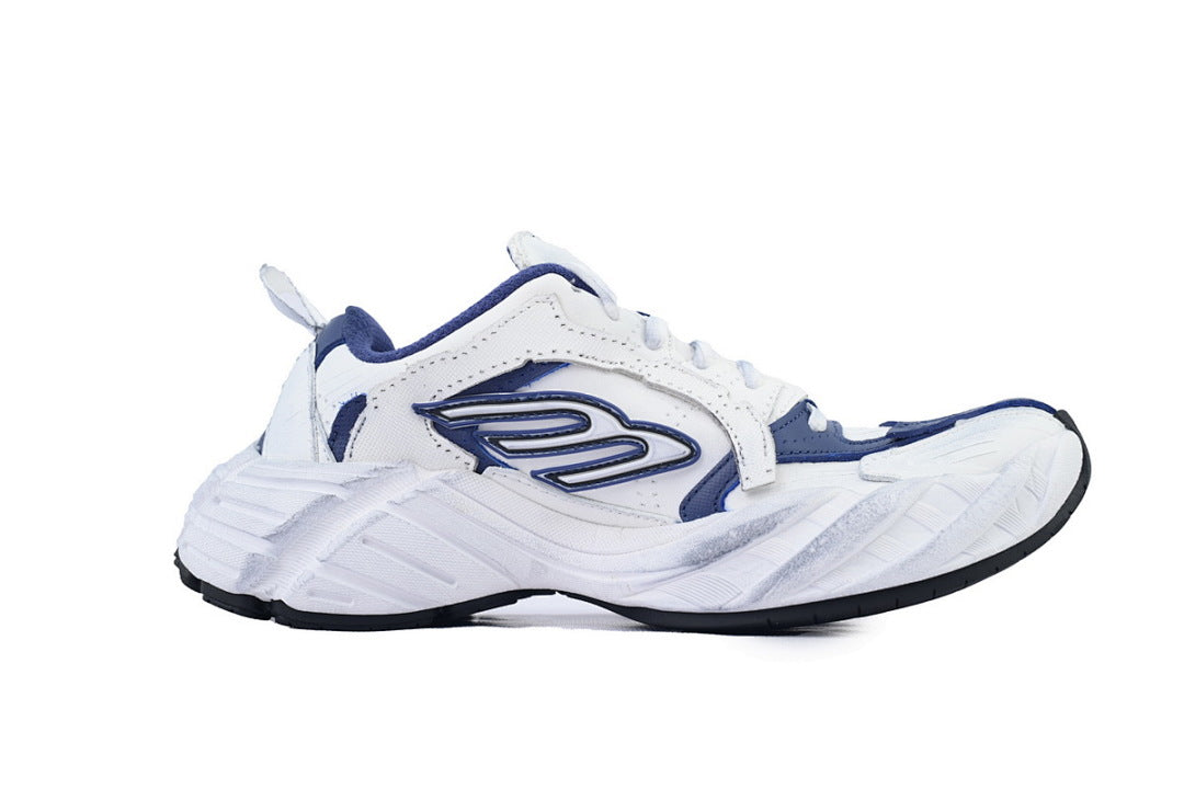 Balenciaga Monday Sneaker Navy White Worn Effect Chunky Dad Shoes