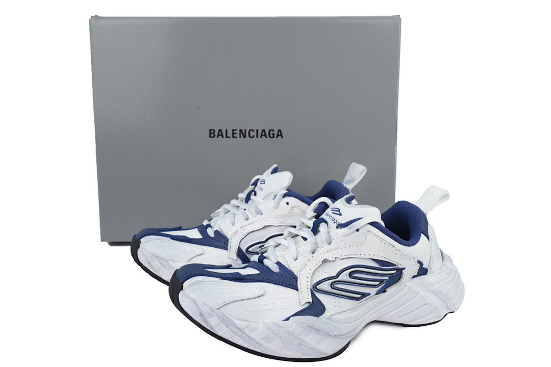 Balenciaga Monday Sneaker Navy White Worn Effect Chunky Dad Shoes