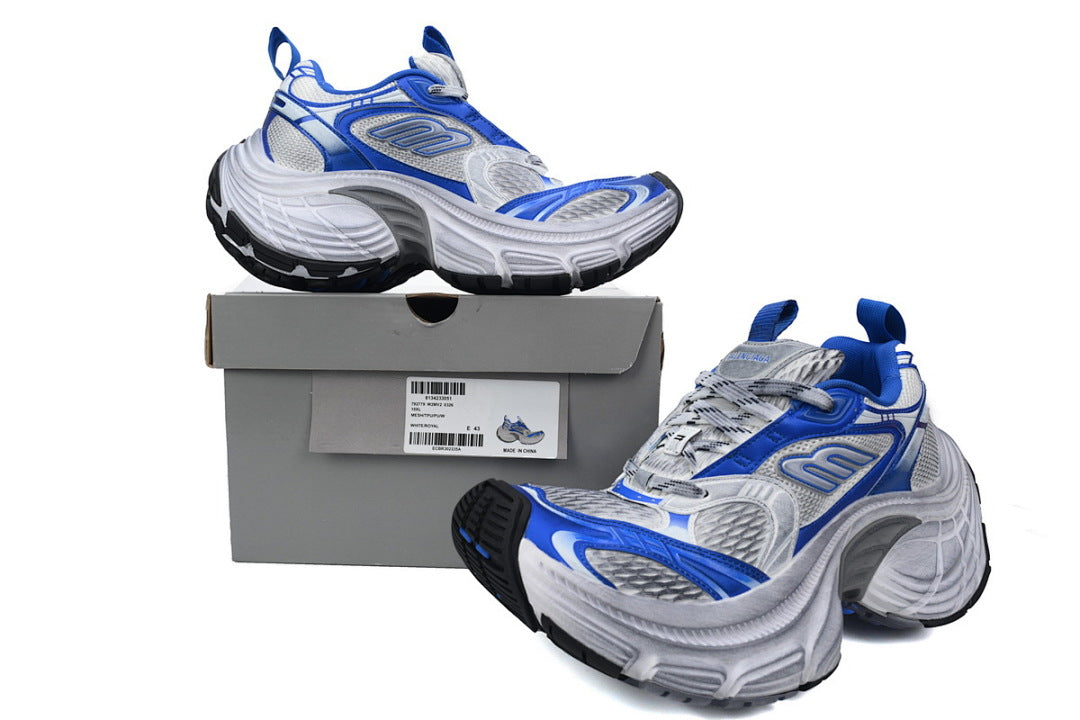 Balenciaga 10XL White Royal Blue Chunky Sneakers