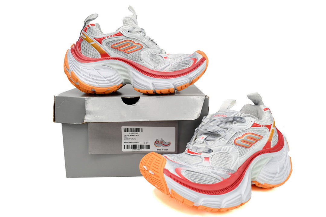 Balenciaga 10XL White Red Orange Chunky Sneakers