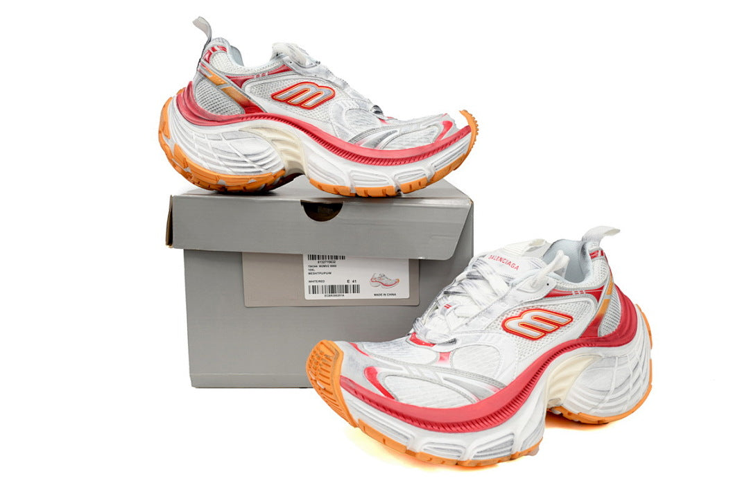 Balenciaga 10XL White Red Orange Chunky Sneakers