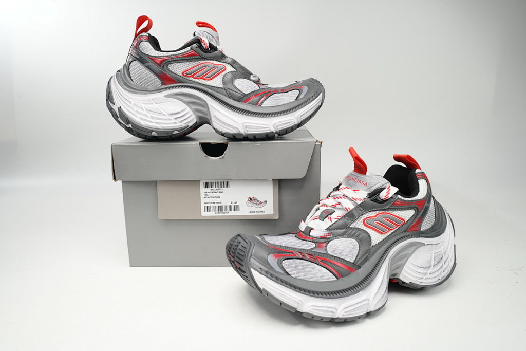 Balenciaga 10XL White Grey Red Chunky Sneakers