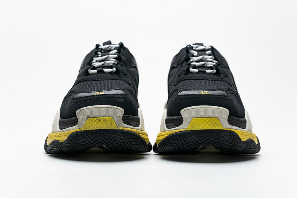 Balenciaga Triple S Sneaker Black White Yellow Chunky Dad Shoes For Men Women