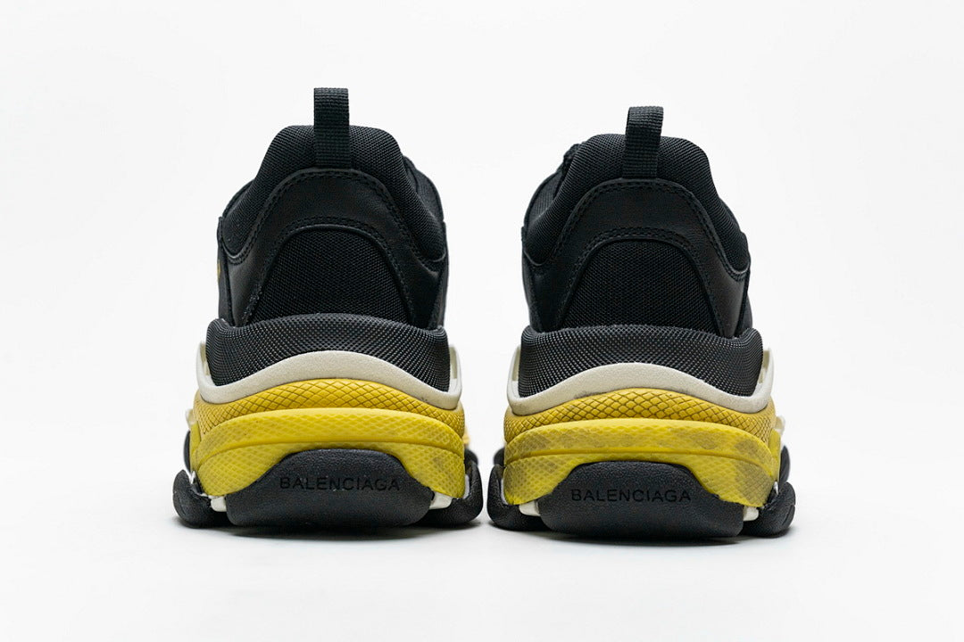 Balenciaga Triple S Sneaker Black White Yellow Chunky Dad Shoes For Men Women