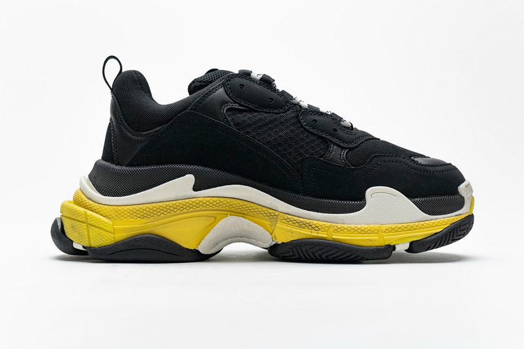 Balenciaga Triple S Sneaker Black White Yellow Chunky Dad Shoes For Men Women