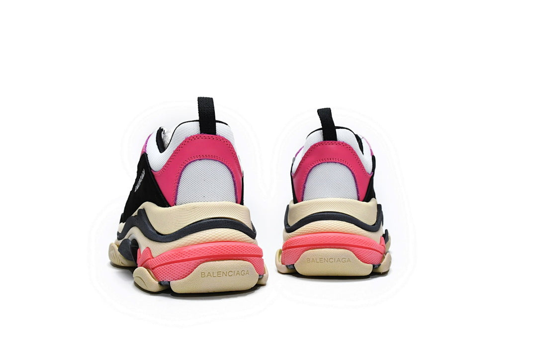 Balenciaga Triple S Sneaker Black White Pink Vintage Chunky Dad Shoes For Men Women