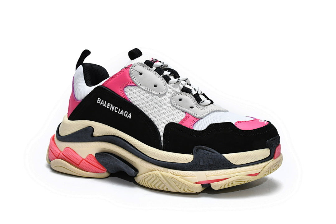 Balenciaga Triple S Sneaker Black White Pink Vintage Chunky Dad Shoes For Men Women