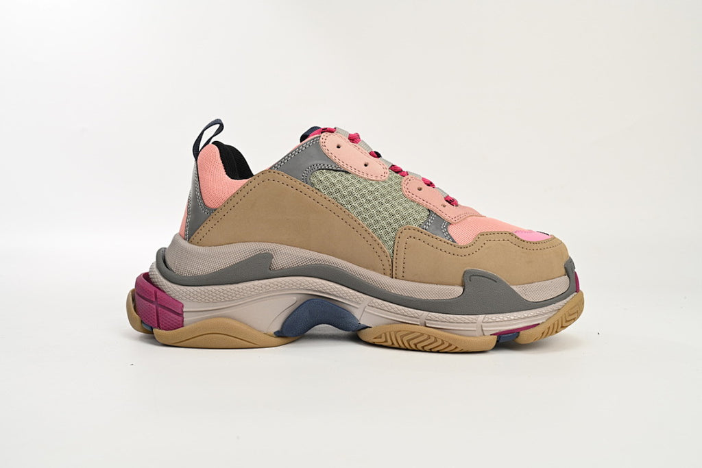 Balenciaga Triple S Sneaker Pink Beige Multi-Color Chunky Dad Shoes For Men Women