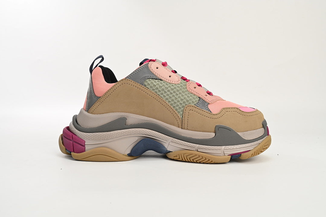 Balenciaga Triple S Sneaker Pink Beige Multi-Color Chunky Dad Shoes For Men Women