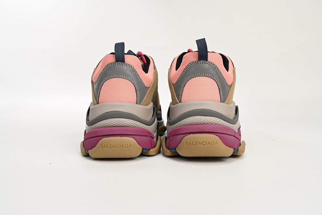 Balenciaga Triple S Sneaker Pink Beige Multi-Color Chunky Dad Shoes For Men Women