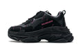Balenciaga Triple S Sneaker Black With Pink Logo Print Chunky Dad Shoes For Men Women