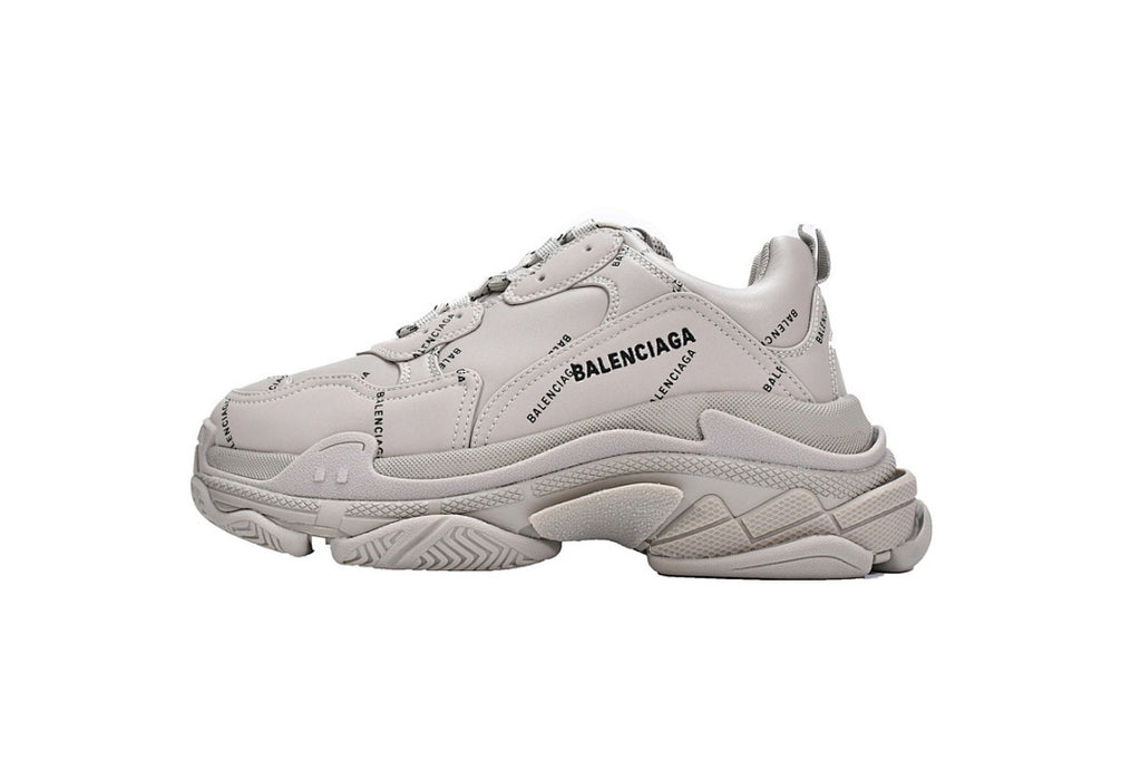 Balenciaga Triple S Sneaker Beige All Over Logo Chunky Dad Shoes For Men Women