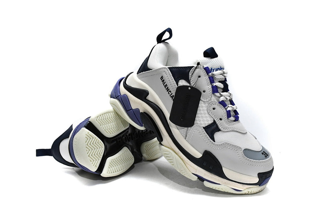 Balenciaga Triple S Sneaker Grey White Navy Purple Chunky Dad Shoes For Men Women