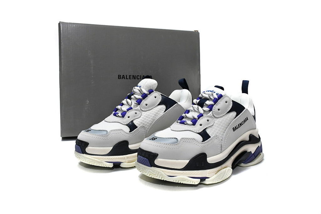 Balenciaga Triple S Sneaker Grey White Navy Purple Chunky Dad Shoes For Men Women