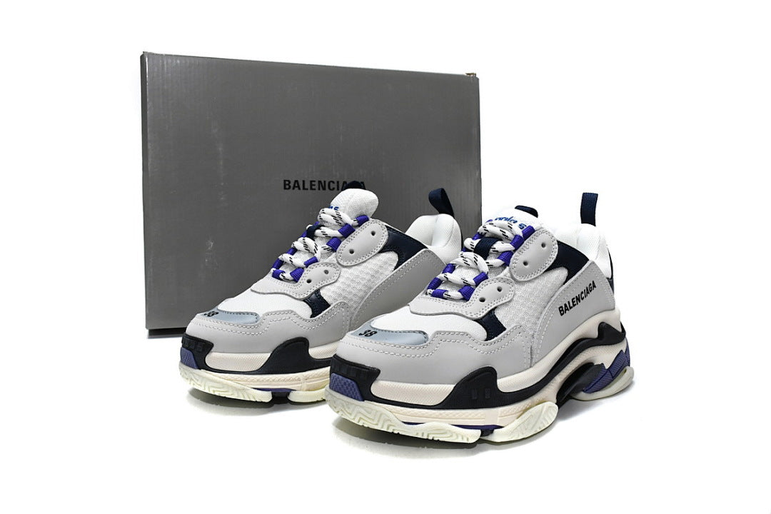 Balenciaga Triple S Sneaker Grey White Navy Purple Chunky Dad Shoes For Men Women