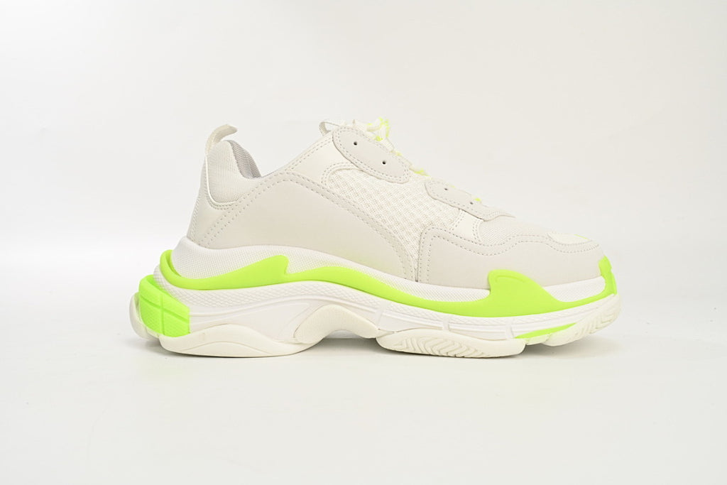 Balenciaga Triple S Sneaker White Fluorescent Green Chunky Dad Shoes For Men Women