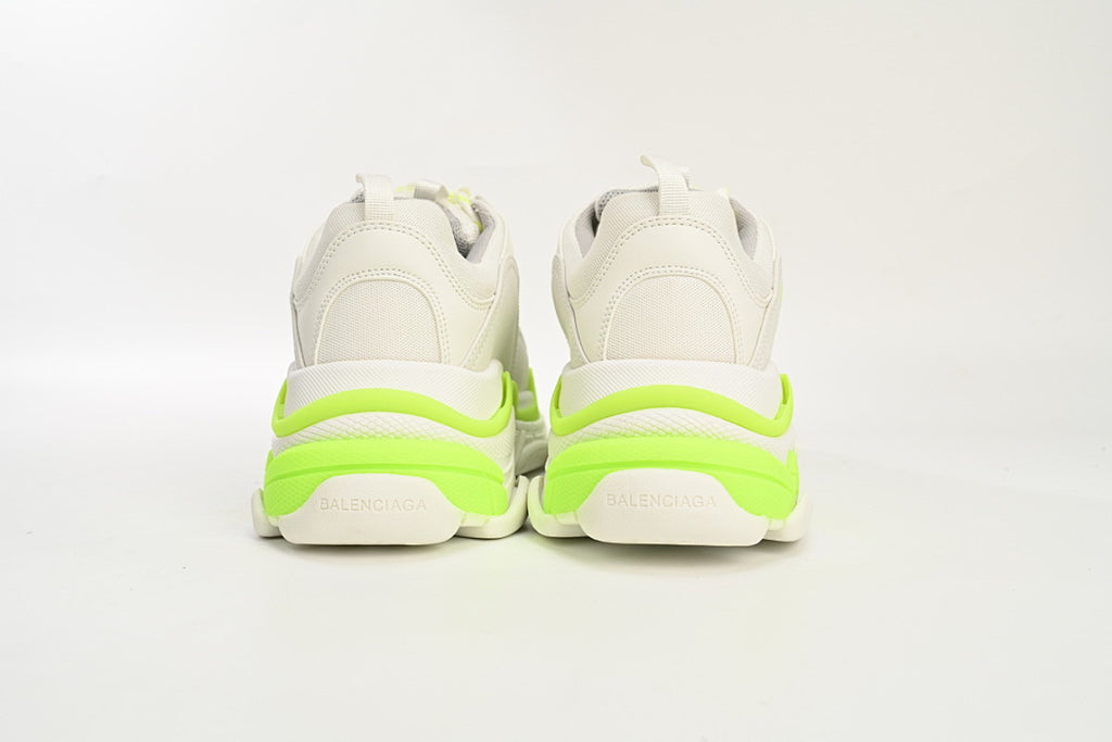 Balenciaga Triple S Sneaker White Fluorescent Green Chunky Dad Shoes For Men Women