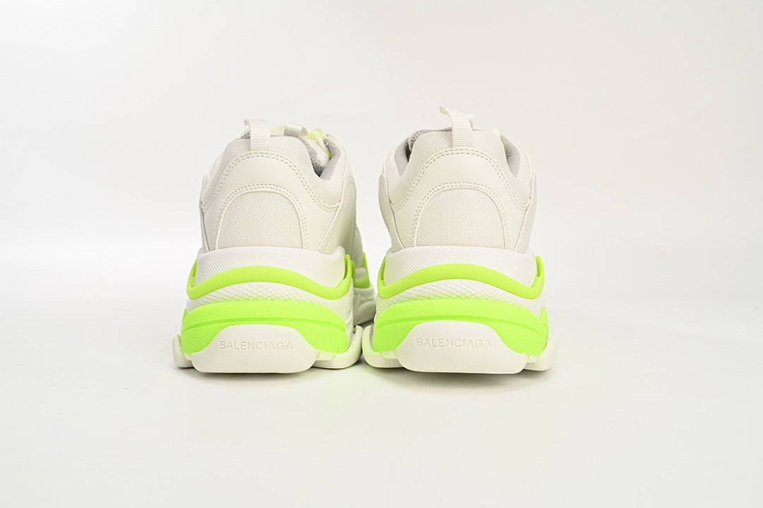 Balenciaga Triple S Sneaker White Fluorescent Green Chunky Dad Shoes For Men Women