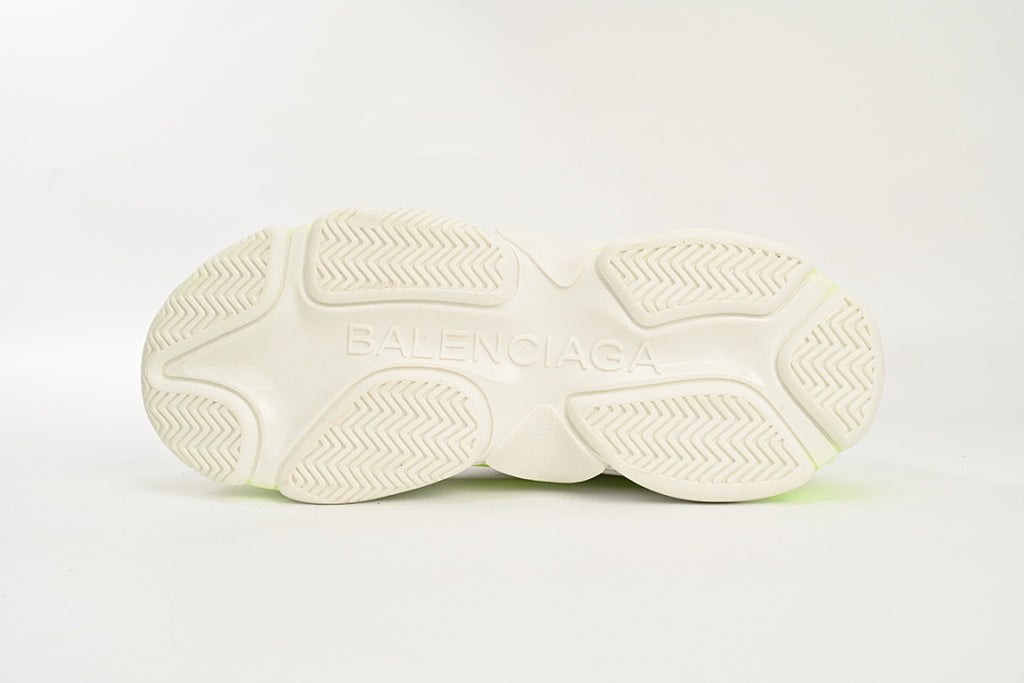 Balenciaga Triple S Sneaker White Fluorescent Green Chunky Dad Shoes For Men Women