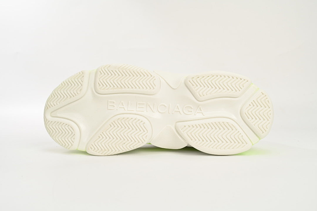 Balenciaga Triple S Sneaker White Fluorescent Green Chunky Dad Shoes For Men Women