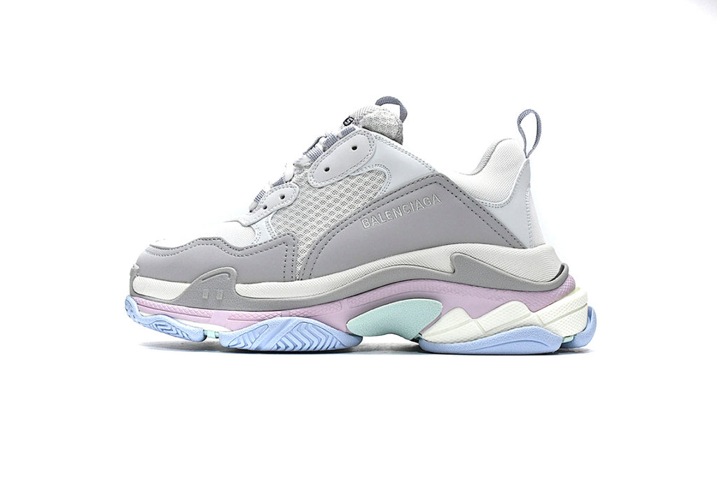 Balenciaga Triple S Sneaker Grey White Pastel Pink Blue Chunky Dad Shoes For Men Women