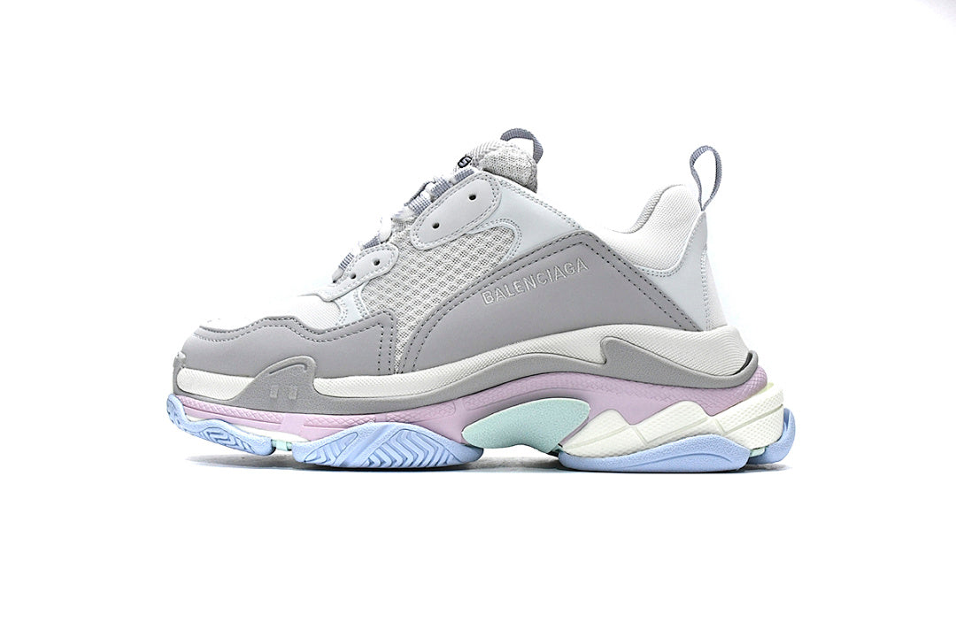 Balenciaga Triple S Sneaker Grey White Pastel Pink Blue Chunky Dad Shoes For Men Women