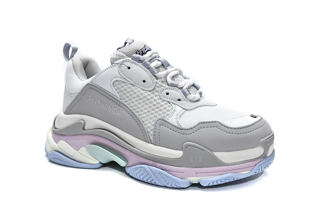 Balenciaga Triple S Sneaker Grey White Pastel Pink Blue Chunky Dad Shoes For Men Women