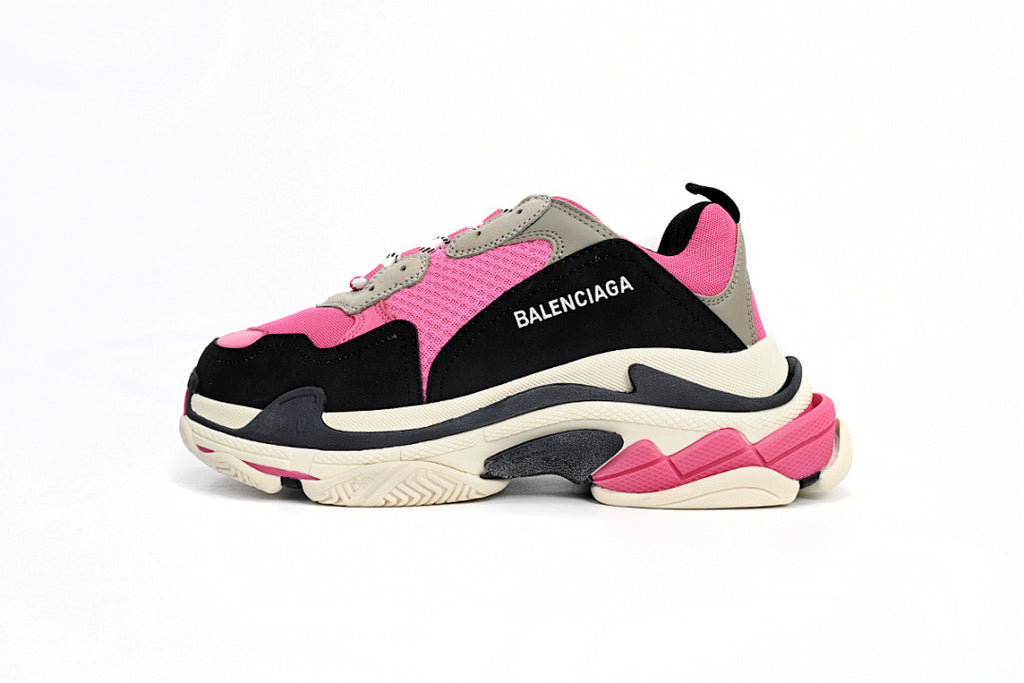 Balenciaga Triple S Sneaker Hot Pink Black Grey Chunky Dad Shoes For Men Women