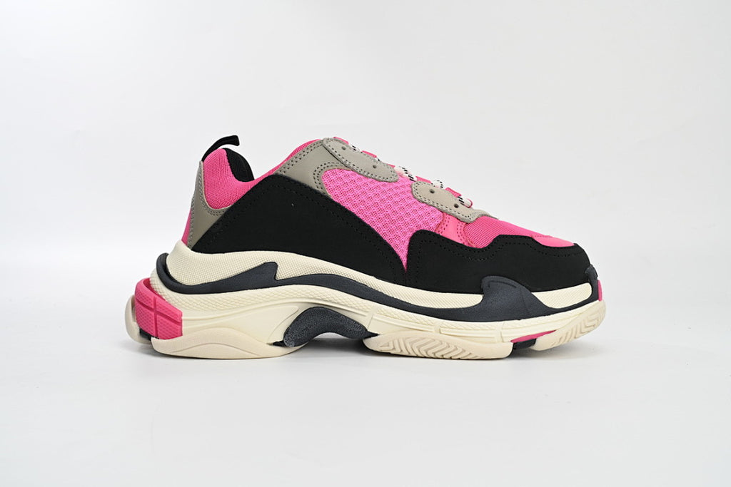 Balenciaga Triple S Sneaker Hot Pink Black Grey Chunky Dad Shoes For Men Women