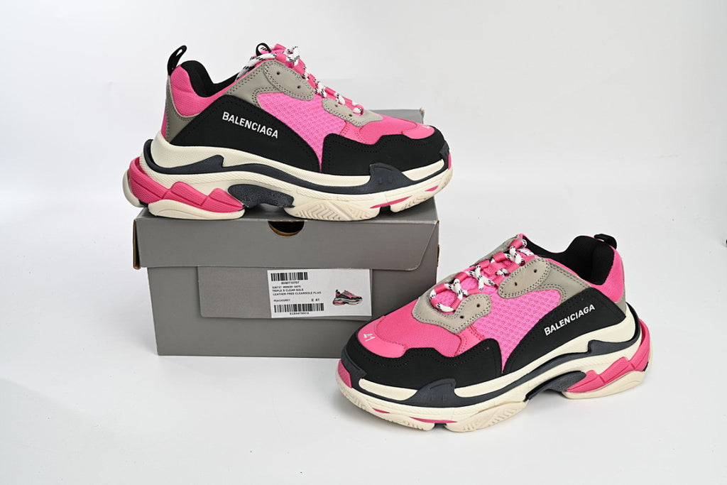 Balenciaga Triple S Sneaker Hot Pink Black Grey Chunky Dad Shoes For Men Women