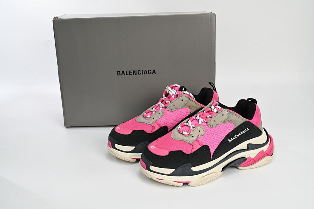 Balenciaga Triple S Sneaker Hot Pink Black Grey Chunky Dad Shoes For Men Women