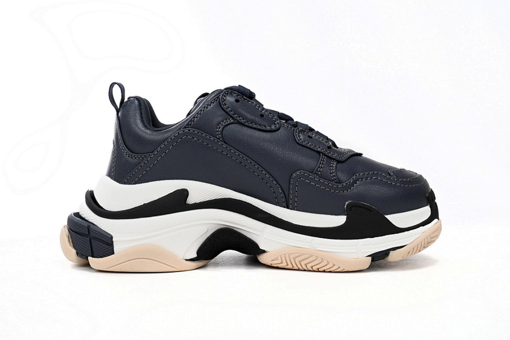 Balenciaga Triple S Sneaker Navy Blue White Beige Chunky Dad Shoes For Men Women