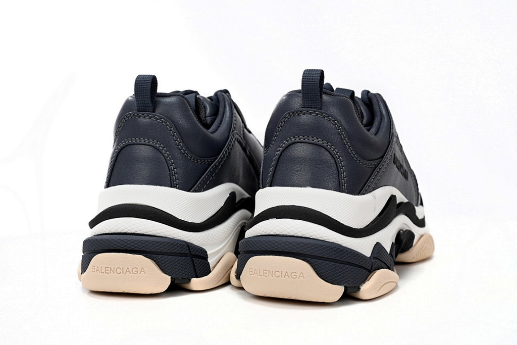 Balenciaga Triple S Sneaker Navy Blue White Beige Chunky Dad Shoes For Men Women