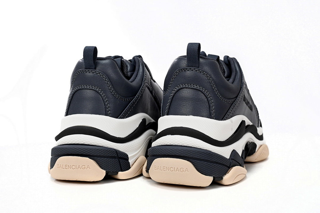 Balenciaga Triple S Sneaker Navy Blue White Beige Chunky Dad Shoes For Men Women