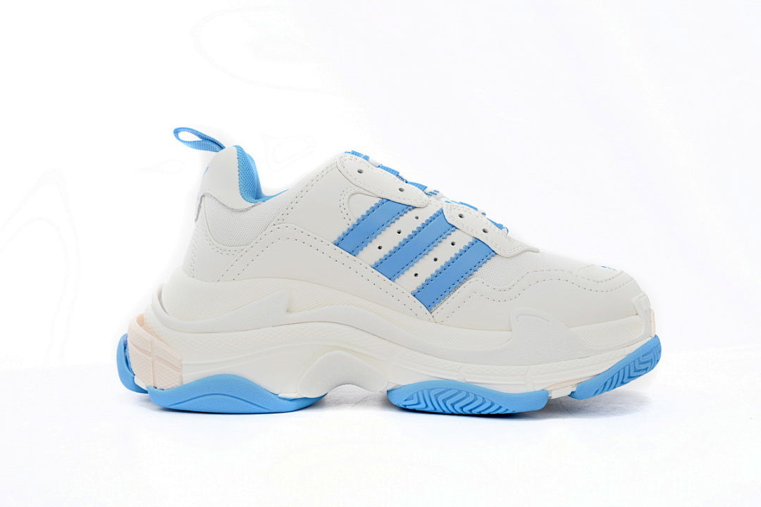 Balenciaga Triple S White & Light Blue Sneakers